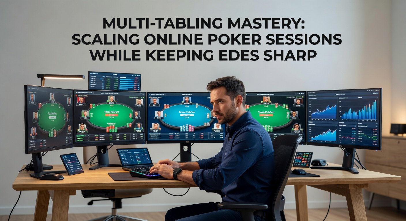 Line graph illustrating win rates per 100 hands declining gradually from 1 to 24 tables, based on aggregated data from professional online poker trackers, highlighting the optimal scaling point around 12 tables