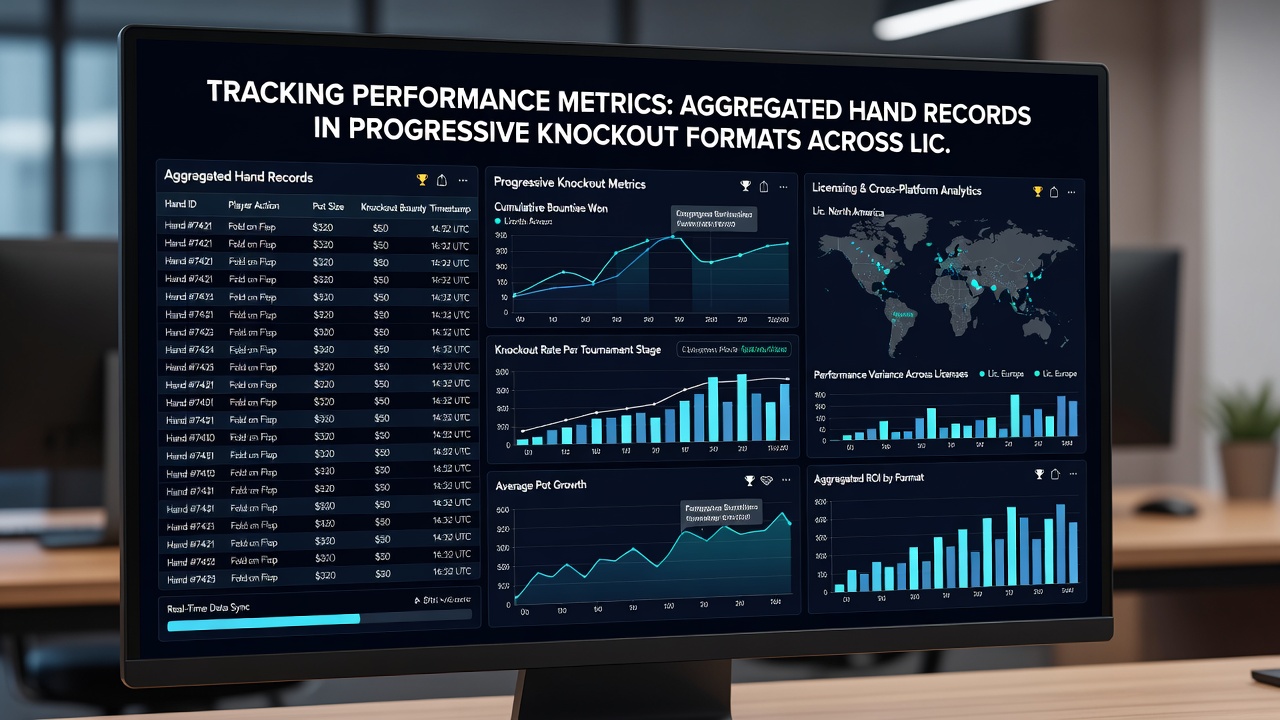 Analytical charts comparing bounty collection rates and survival metrics in progressive knockout tournaments on licensed platforms