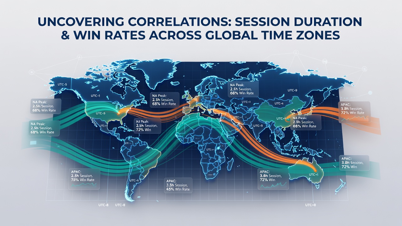 Detailed chart showing win rate curves plotted against session duration in different global time zones